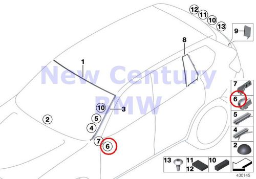 Bmw genuine window mounting parts clip f25 f26 bmw51317255727