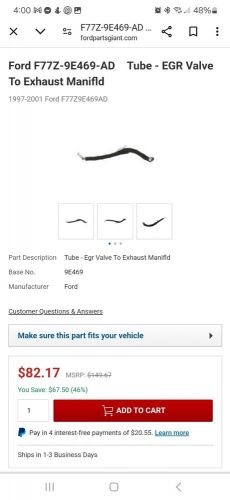 Genuine ford egr tube f77z-9e469-ad