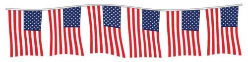 60' american flag pennants - 24pcs 12"x18" flag, 4mil polyethylene/supreme cloth
