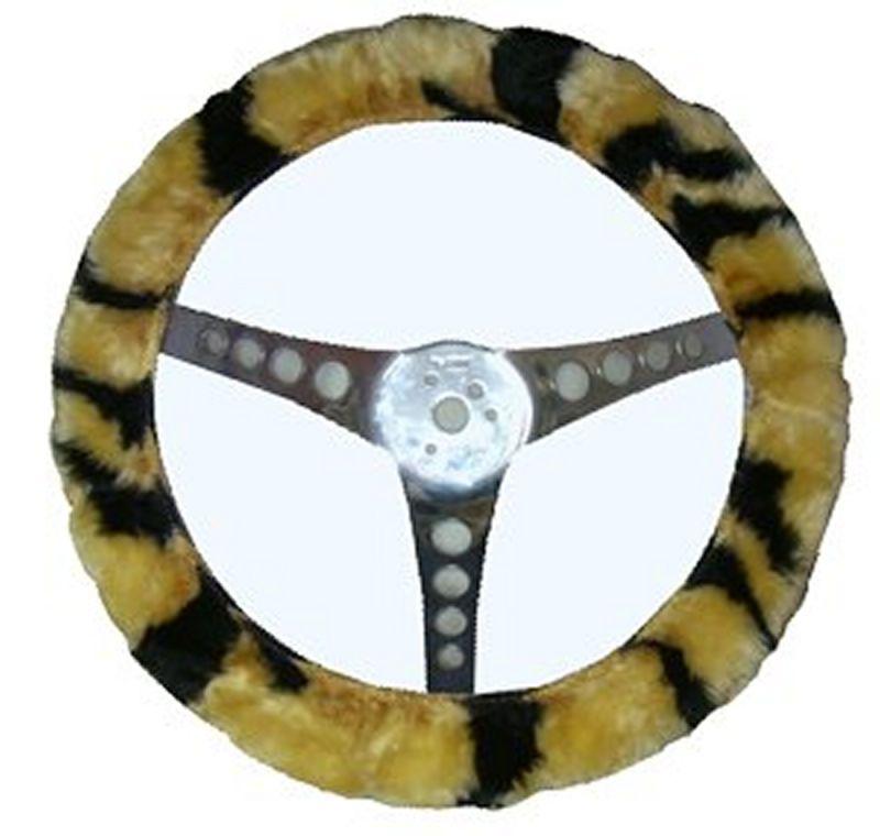 Bengal tiger tan beige black universal steering wheel cover for car truck suv #4