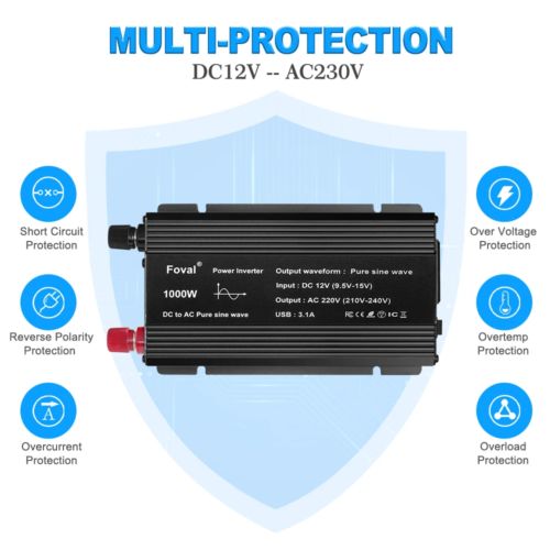 Pure Sine Wave 1000W 1500W 2200W 2600W DC 12V to AC 220V Car Power Inverter Adap, AU $160.63, image 18
