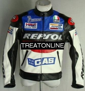 Motorcycle motor racing repsol leather jacket m-xxl new blue topup