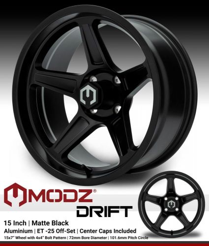 MODZ 15" Drift Glossy Matte Black Golf Cart Wheels / Steel Belted Tire 23x10-R15, US $999.95, image 5