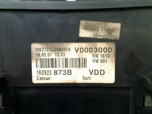 VW GOLF V (1K1) HATCHBACK 2.0 TDI 16V (BKD) 2007 SPEEDOMETER 1K0920873B-, US $, image 4