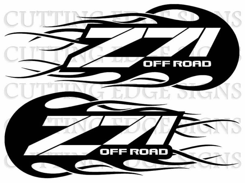 Custom chevrolet/gmc z71 off road flame vinyl decals set of 2 - pick your color