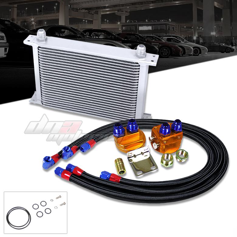 Sell 25ROW ALUMINUM 50°F ENGINE OILCOOLER+RELOCATION KIT+BLACK STAINLESS STEEL LINE in Rowland