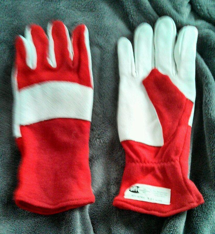 Racing gloves 3.3/1 spec sfi foundation inc. large / x large red white nascar 