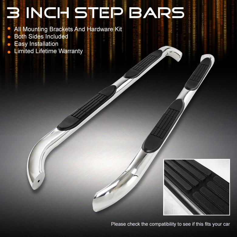 07-12 jeep compass 3" polished stainless steel side step bar running boards pair