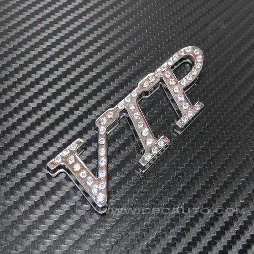 Car truck emblem badge sticker metal crystal diamond vip v i p silver