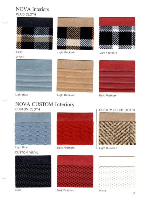 1977 chevrolet nova 77 original interior seat & fabric materials