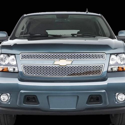 Chevy avalanche 07-13 except hybrid circle polished stainless truck grill add-on