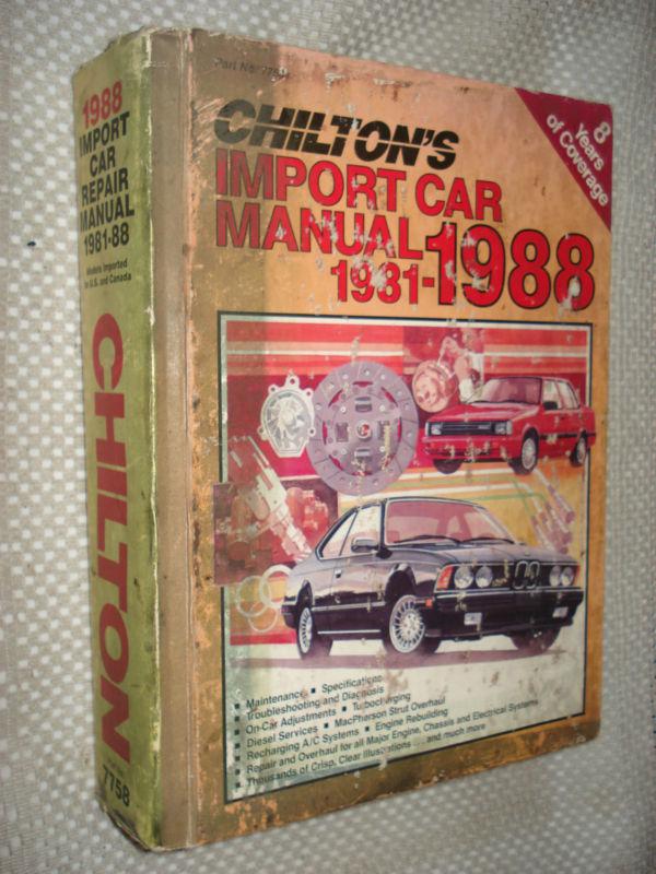 1981-1988 import service manual shop book bmw lexus vw mercedes honda nissan 