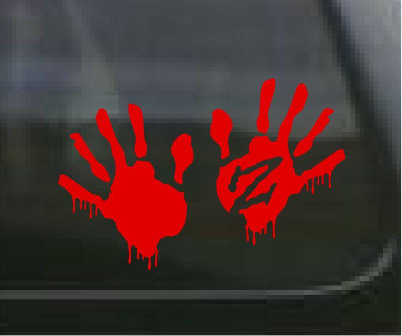 2 zombie red plain z blood hand decals sticker outbreak response hunter 