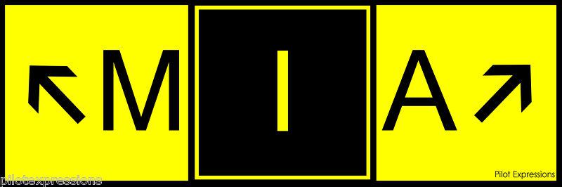 Mia airport taxiway sign flight crew luggage decal / aviation stickers
