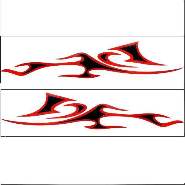 Car two side  body decoration decal sticker red black x 2 pieces no.8