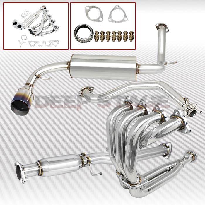 Sell STAINLESS CAT BACK EXHAUST 4.5" BURNT TIP MUFFLER+HEADER+PIPE 88