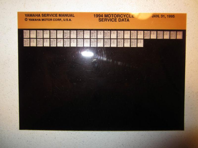 Sell 1994 Yamaha Motorcycle Microfiche Service Data Manual FACTORY in