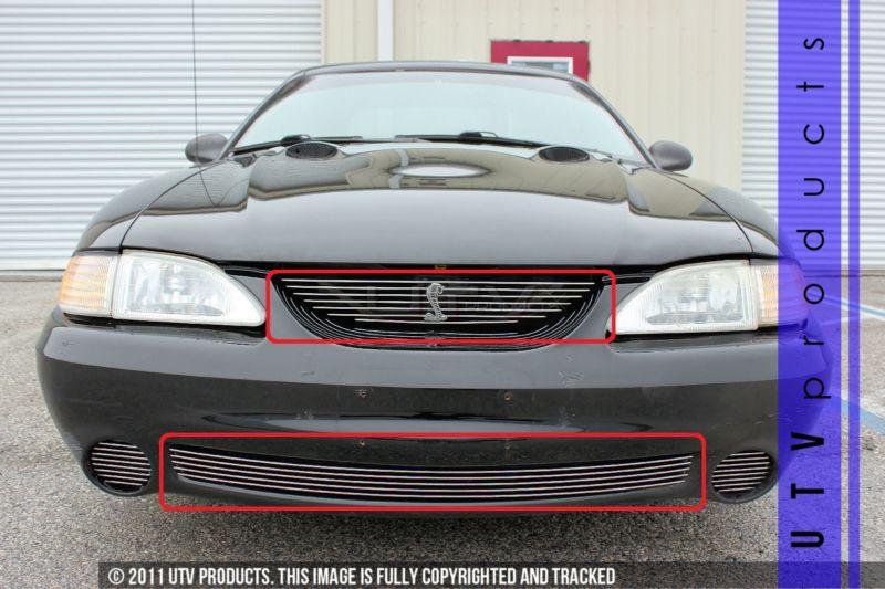 1994 - 1998 Ford MUSTANG COBRA 2PC COMBO CHROME BILLET GRILLE KIT w/COBRA EMBLEM, US $161.21, image 3
