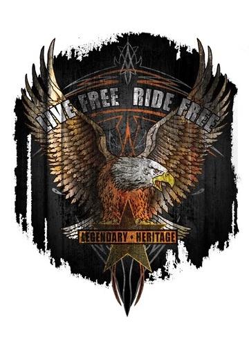 Live free ride free eagle american usa vinyl sticker/decal art by hot leathers