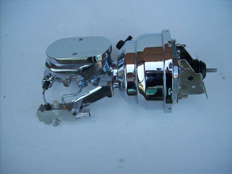 8" dual chrome power brake booster chrome mc afx  side mount disc/disc (1n6b4)