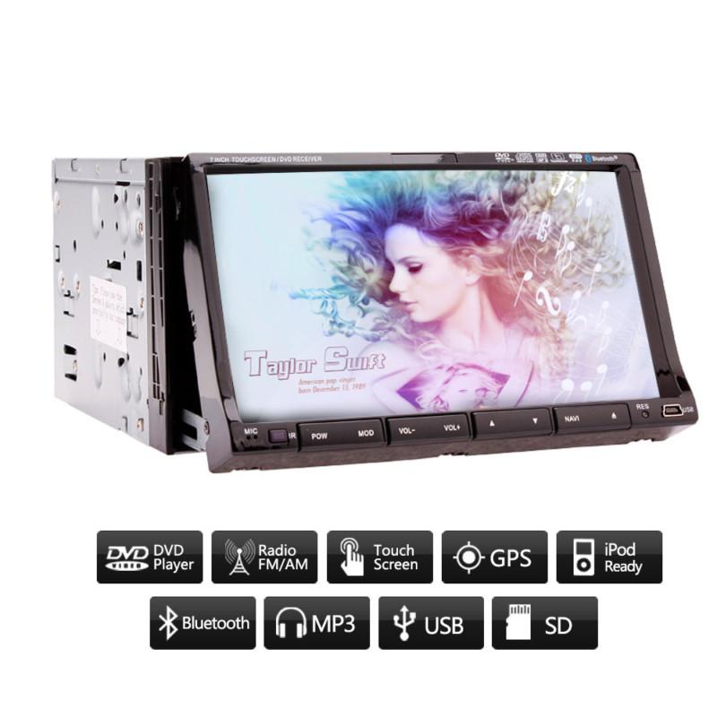 7" double 2 din car dvd cd player gps navi ipod bluetooth radio touch screen