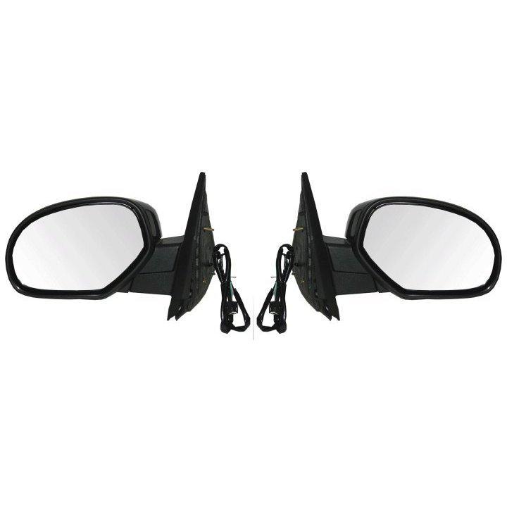 Smooth blk power heated side view door mirror assembly pair set driver passenger
