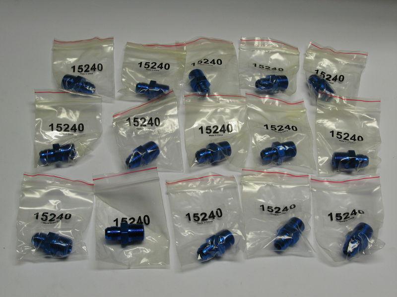 15 pack -6 an - 3/8 npt straight 37ºflare / pipe blue fuel oil air fitting