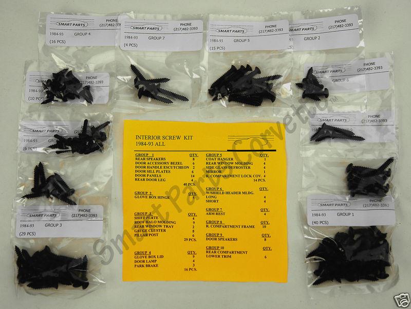 1984-1993 corvette interior screw kit!