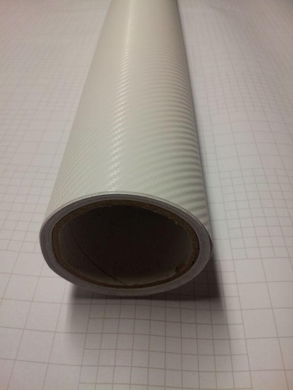 2ft x 5ft - 24" x 60" white bubble free carbon fiber vinyl 3d car wrap