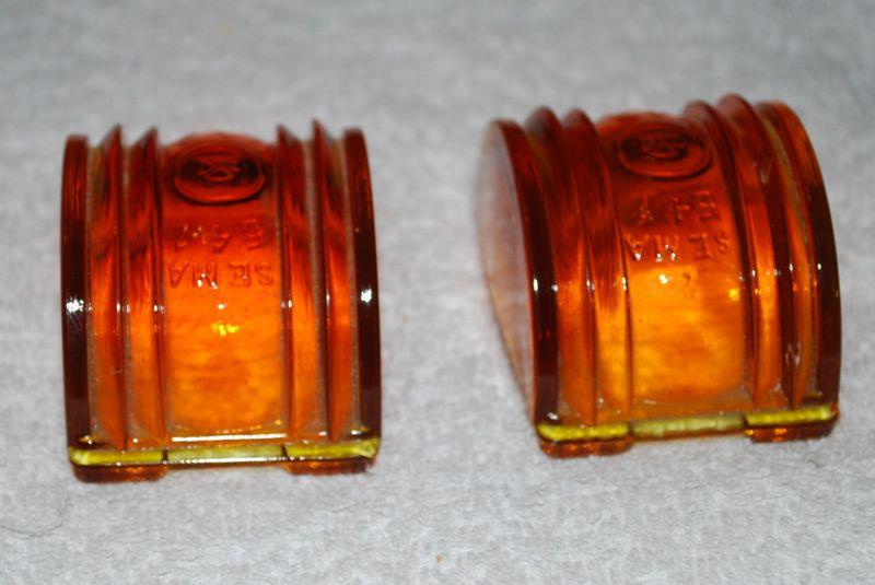Pair of 2 Vintage Original 1950-54 Ford Tail Light Lens SEMA 541 APP Amber Glass, US $20.00, image 5