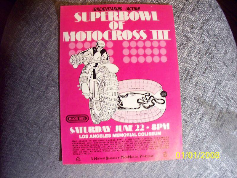 1974 l. a. memorial coliseum motocross iii in original color 11x8.5 in.big ad!