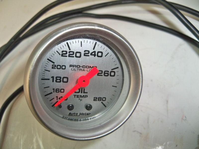 Autometer silver oil temp gauge full sweep 2 1/16" od 9' lead  nascar late model