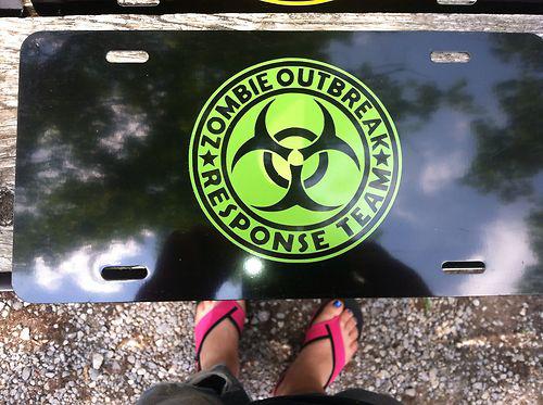 Zombie outbreak  response team license plate