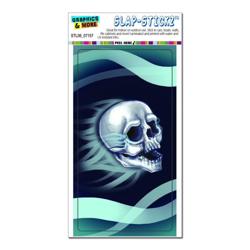 Skull blue - flames fire - slap-stickz™ car window locker bumper sticker