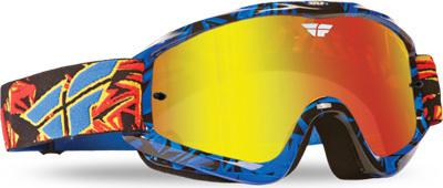 2014 fly zone pro  blue/black mx goggles with fire chrome smoke  lens
