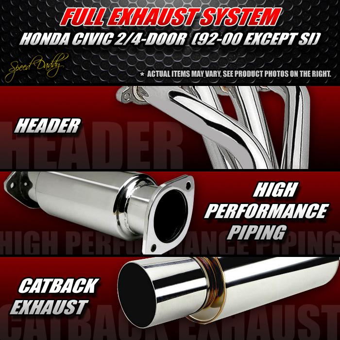 4" muffler tip catback/cat back+header+piping exhaust 92-00 honda civic eg/ek/ej