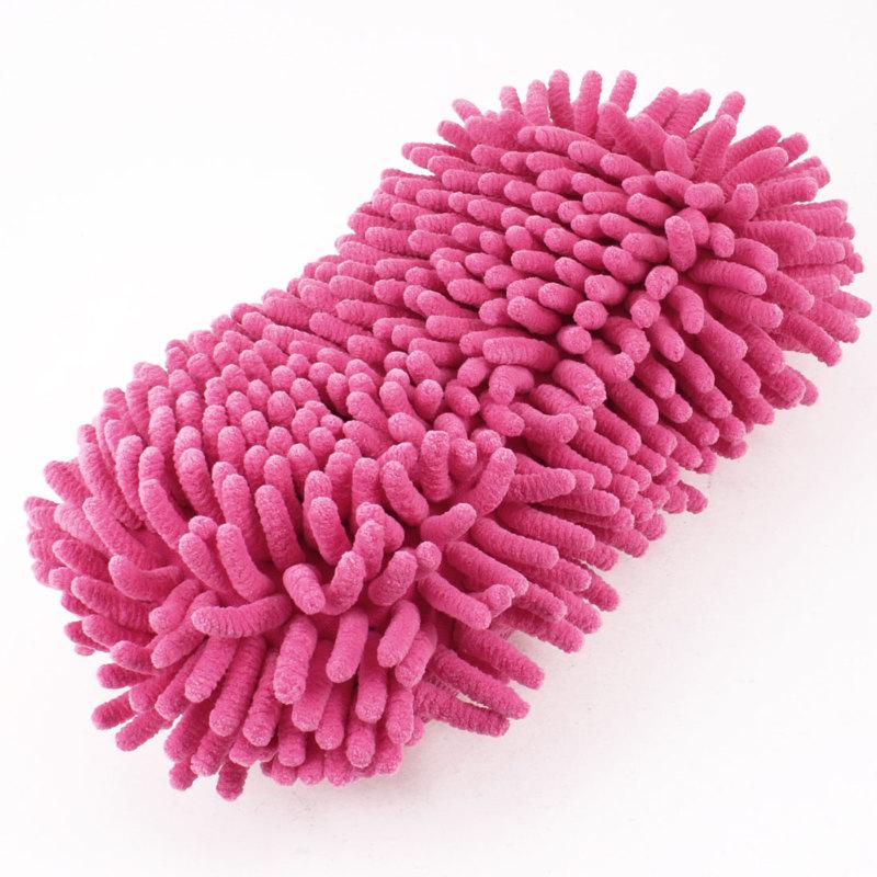 Car wax wash sponge gloss microfiber chenille cleaning pad magenta