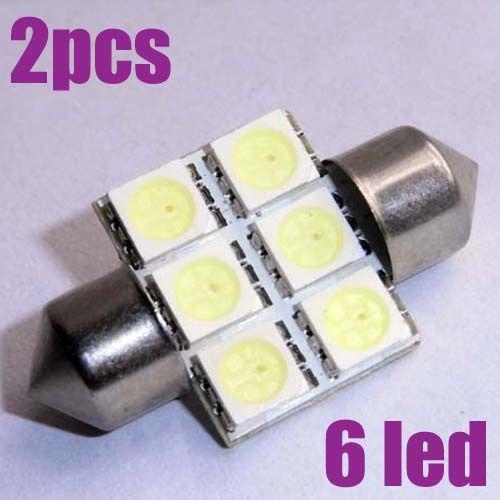 2x car interior dome 6 smd led festoon bulb light 32mm