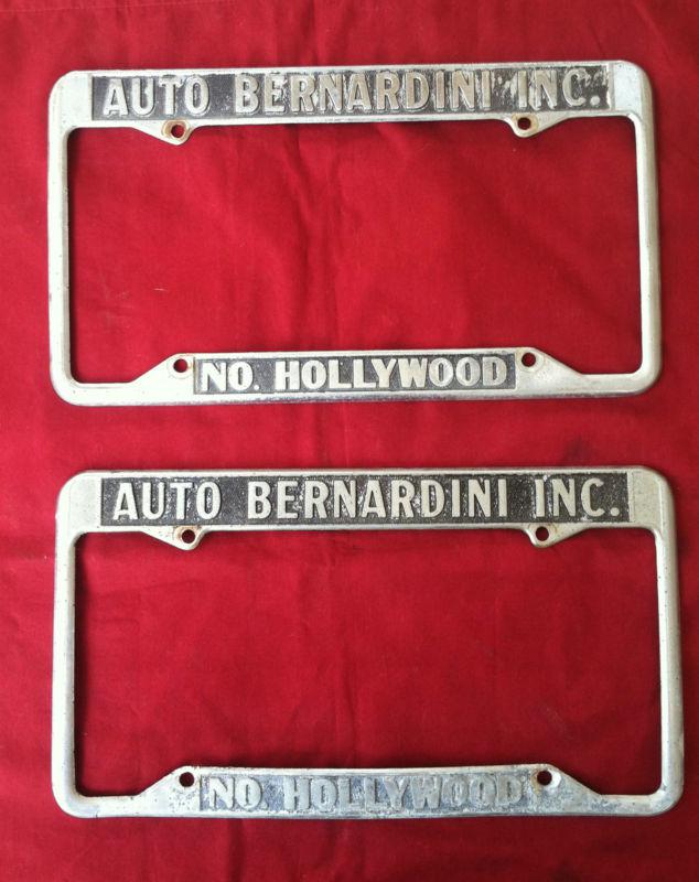 Rare no. hollywood auto bernardini inc. license plate frame set
