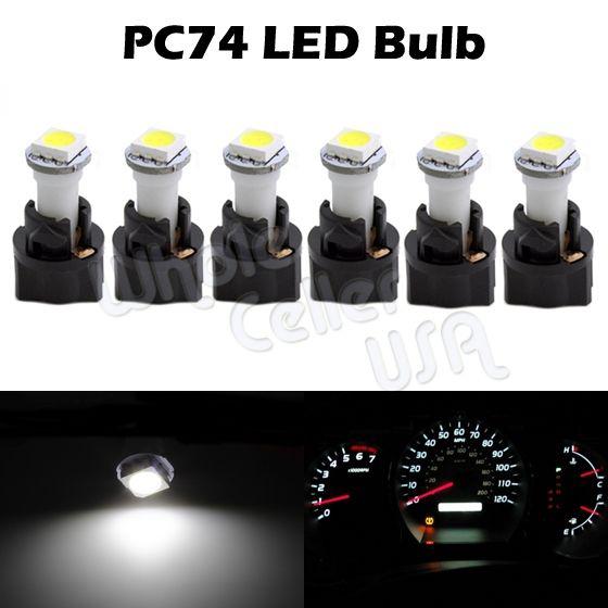 6x 74 2721 twist-in white 5050 smd instrument panel dash light led bulb sockets 