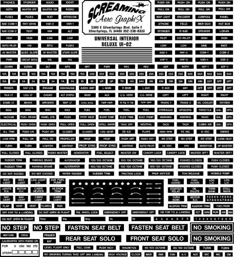 Homebuilt and experimental deluxe interior placard kit free shipping us only