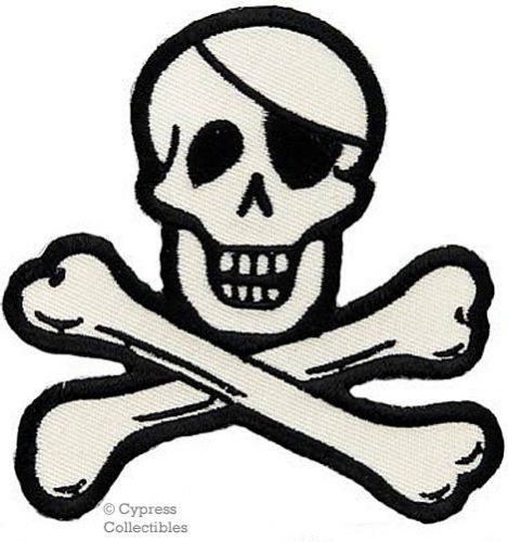 Poison patch embroidered skull crossbones iron-on jolly roger death warning sign