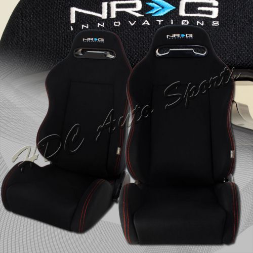 Purchase 1 Pair NRG Black Cloth Recline Red Stitching Racing Seats
