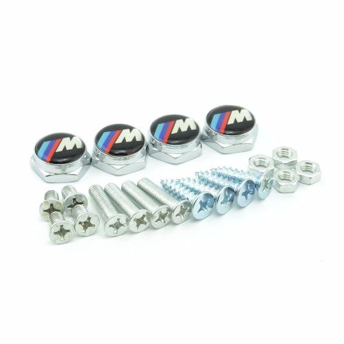 4pcs //m logo chrome license plate frame bolt screws fasteners for bmw m series