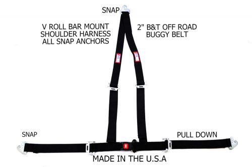 Rjs  2&#034; buggy off road snap seat belt 3pt b&amp;t v harness black 51520-cse 4001901