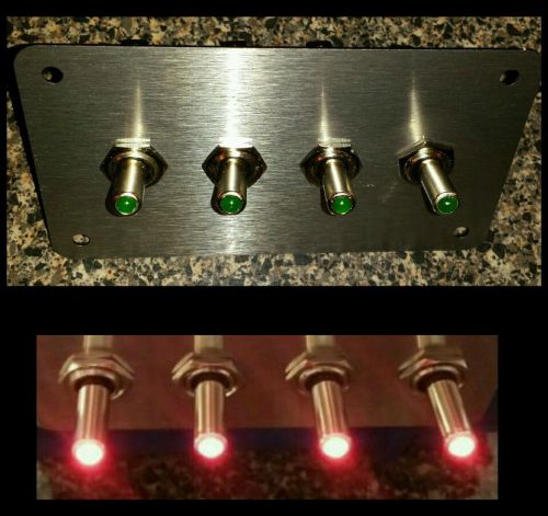 Toggle switches mounting panel 4 red led plate rocker 12v jeep stainless steel i