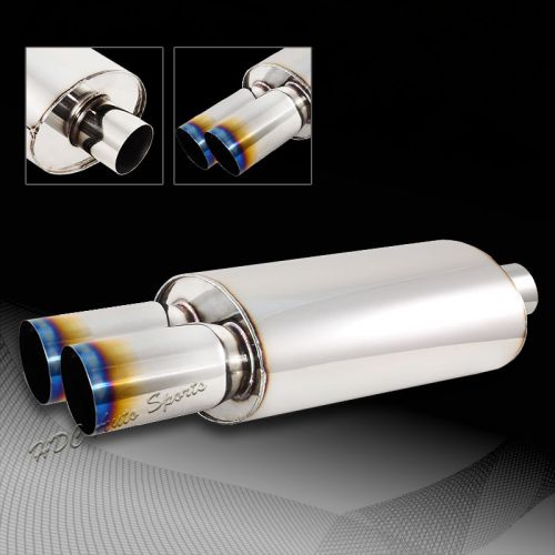 Purchase 3" Dual Burnt Flat Tip 2.5" Inlet T304 Stainless Exhaust