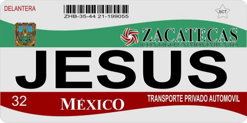 Mexico zacatecas photo license plate free personalization on this plate