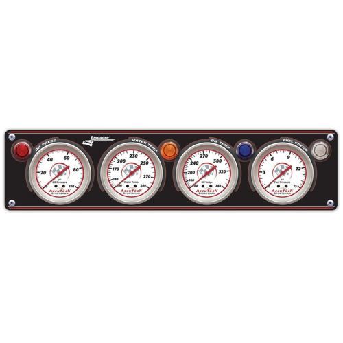 Longacre 44435 4 gauge aluminum panel w. sportsman gauges - op,wt,ot,fp