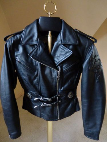Harley davidson vintage style woman's leather jacket sz medium - excellent cond!